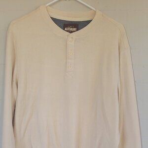 Alesbury Men's L Cream Waffle Knit Thermal Henley Shirt
